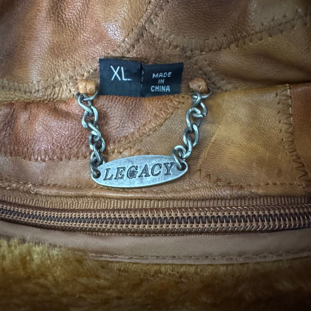 Vintage Y2K 90s  Legacy Patch Work Brown Leather Jacket Size XL Fur Lined - Picture 6 of 13